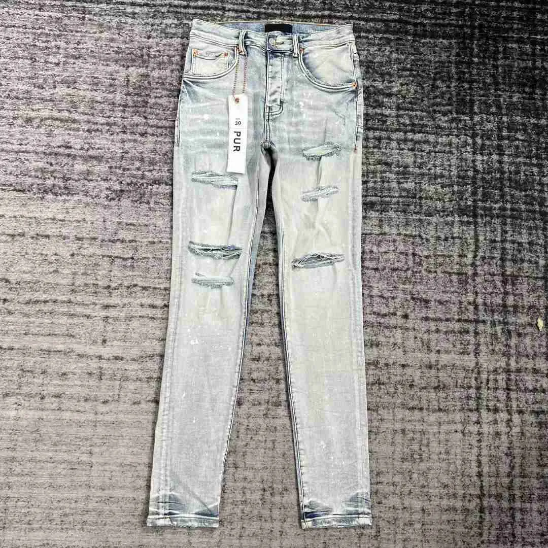 Jeans Hommes Violet Designer Pantalon Déchiré Droit Larmes Régulières Lâche Lavé Chg23071919 LBAG