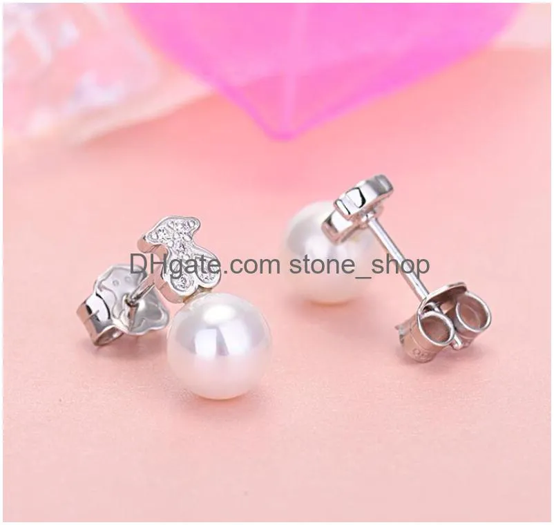 stud 925 Sterling Sier Earrings Baby Baby with Peats تناسب هدية أوروبية على الطراز اليهود 215263010 تسليم المجوهرات DHSUM