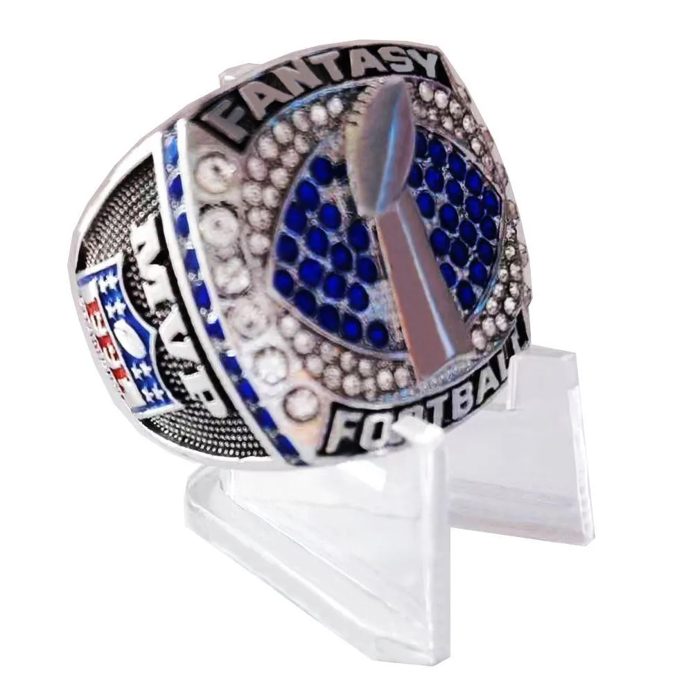 Band Rings Fantasy Football Ring med Stand FFL Championship No Year FL Size 8-14 Drop Delivery Jewelry Otyrl