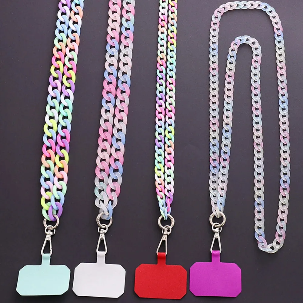 Gekleurde acryl mobiele telefoon ketting charme telefoonhoesje sieraden hanger lange enkele schouderriem hangende ketting accessoires 240119