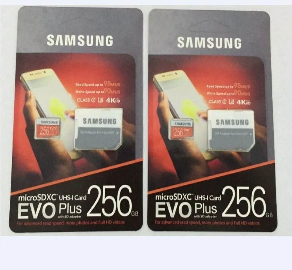 DHL -leverans 8G16GB32GB64GB128GB256GB Högkvalitativ Samsung Evo Plus Micro SD -kort U3SMARTPHONE TF -kort C10CAR -inspelare Sto7867264