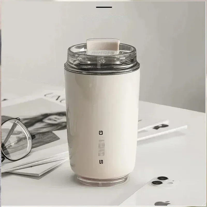 350 ml Milky White Coffee Cup isolerad vattenflaska Rostfritt stål Vakuum Hot Cup Travel Cup With Lid Beverage Cup Shaped Roller 240125