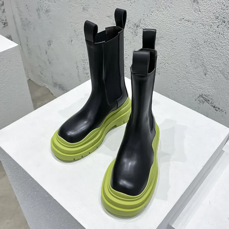 مع منصة Martinin Box New Mens Womens يزيد من الأزواج في منتصف السجلات النارية Avocado Boots Green Roman Sixes 35-45