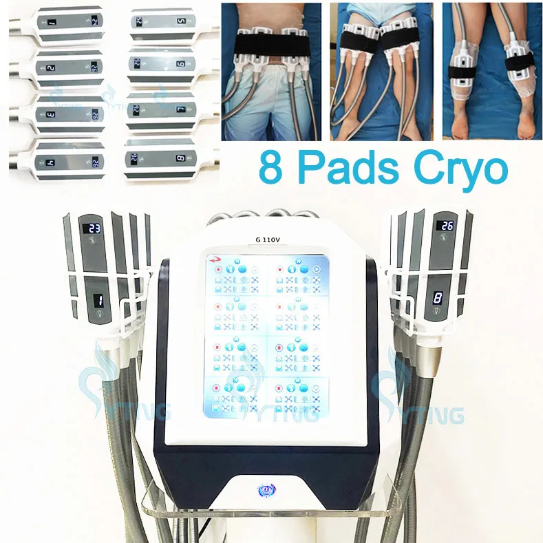 Fat Freezing Body Slimming Machine 8 Cryo Plates Cryotherapy Cryolipolysis Cellulite Reduction Fat Sculpting Weight Loss Device