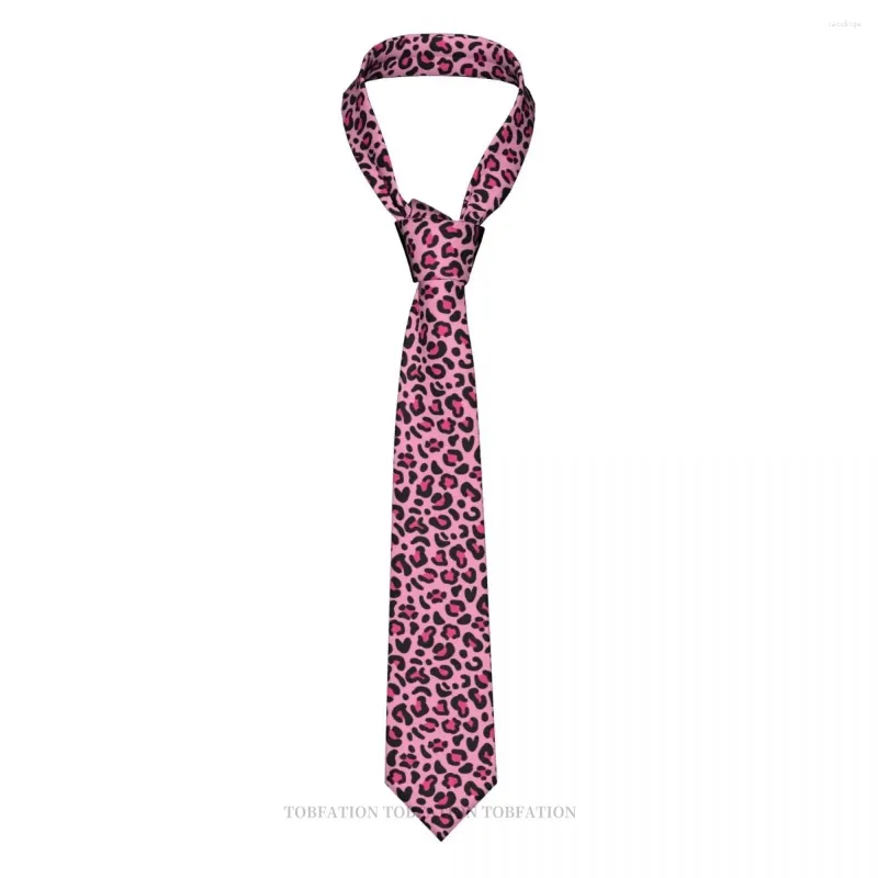 Noeuds papillon rose léopard impression 3D cravate 8 cm de large cravate en polyester accessoires de chemise décoration de fête