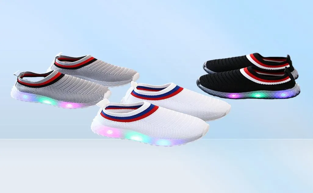 Designer da criança led luz sapatos crianças meninos meninas do bebê tênis infantil ao ar livre correndo sapatos esportivos macio respirável comfort269r4623678