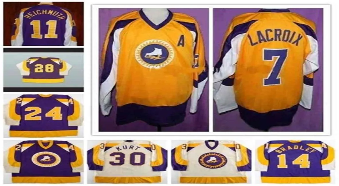 THR 40197374 Gary Coulter Brian Bradley Craig Reichmuth Andre Lacroix New York Golden Blade Wha Retro Hockey Jerseys Any N9713807