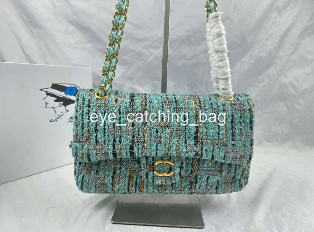 Wollserie, Designer-Tweed-Tasche, Damen-Kette, Schultertasche, gesteppte Handtasche, Umhängetasche, Pariser Mode, Klappe, klassische Wolle, kariert