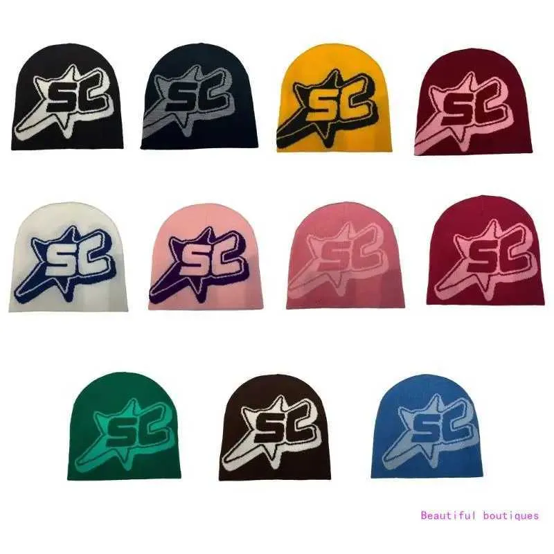 Beanie/Skull Caps Handgemaakte Winter Beanie Muts Gebreide Muts met Jacquard Brief Casual Wandelhoed DropShip 240125