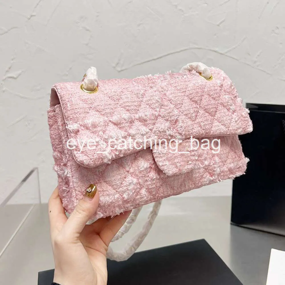 Pink Tweed Double Flap 2024 Luxury Handbag With Gold Argyle Crossbody Strap From Eye catching bag 57 DHgate.Com