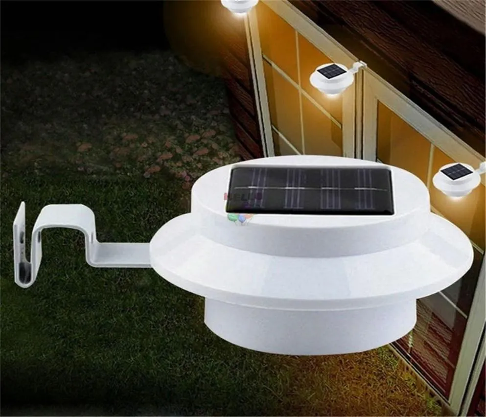 Lâmpadas solares movidas a energia solar 3 LED luz de cerca ONOFF automático para calha jardim ao ar livre lâmpada de quintal Roof6046989