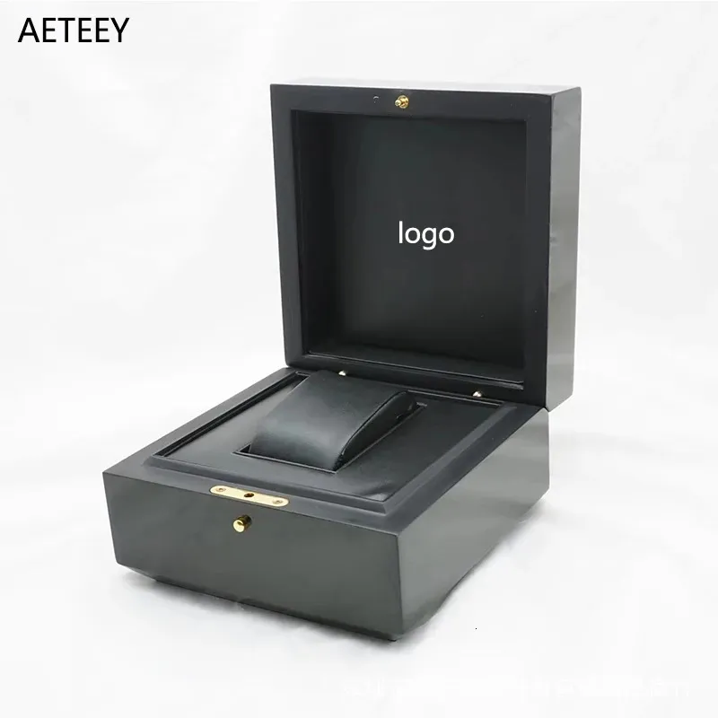Высококачественная брендовая коробка из цельного дерева, индивидуальная упаковочная коробка для автоматических часов, деревянный блестящий флип-чехол для хранения, дисплей 240119