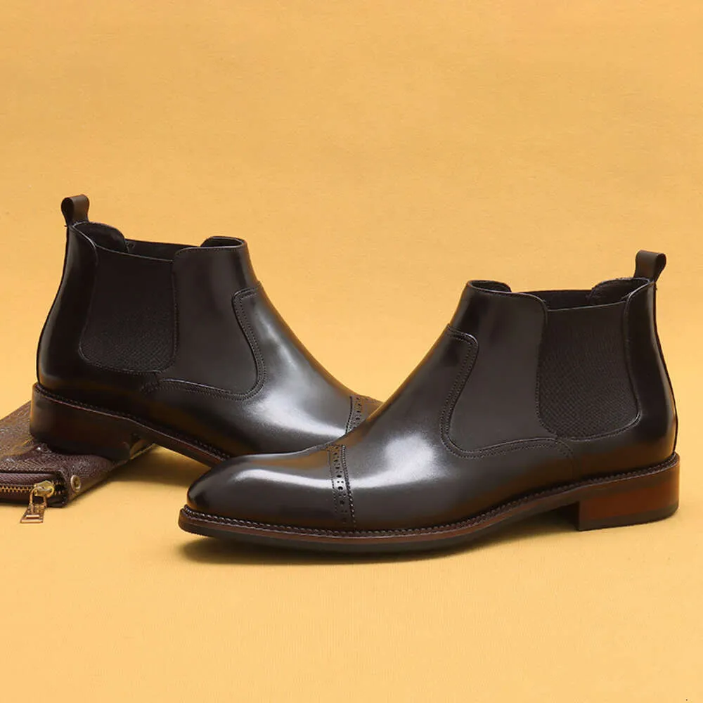 Bottines italiennes en cuir véritable pour hommes, chaussures de marque faites à la main, de styliste, à enfiler, nouvelle collection d'automne