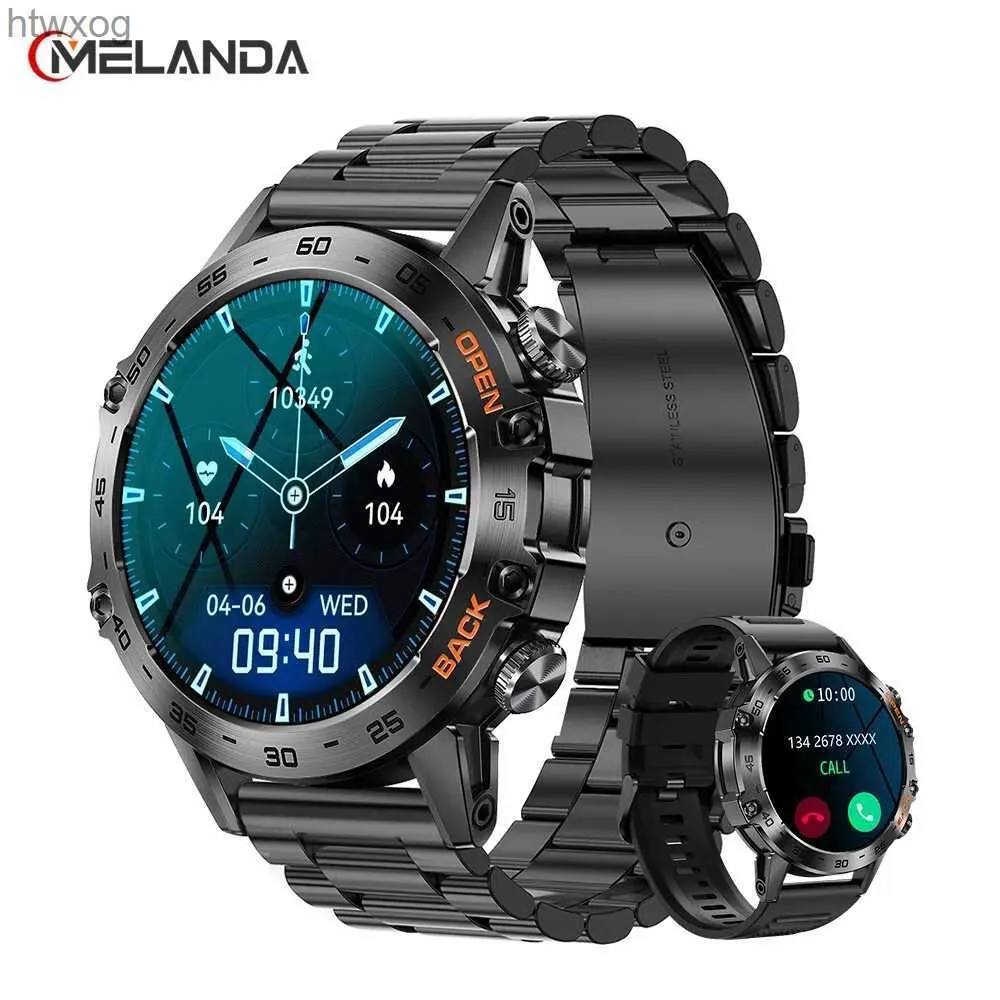 MELANDA Staal 1.39 Bluetooth Oproep Smart Horloge Mannen Sport Fitness Horloges IP68 Waterdichte Smartwatch voor Android K52 YQ240125