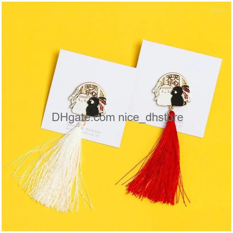 دبابيس دبابيس Mo Dao Zu shi Black White Monamel Pin Fashion Tassel Tassly Lapel Badge Grandmaster of Ctivation Collection Dr Dhiug