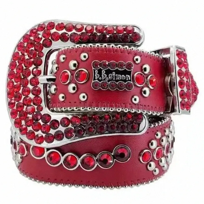 المصمم BB Belt Simons Women Belts Men Black Blue White White Shiny Diamond Multicolour with Bling Rhinestons Billts K5WH#