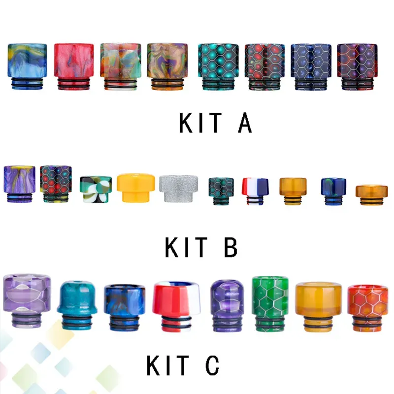 Original Aleader Drip Tips Epoxy Resin PEI Beeswax Drip tip Kit Wide Bore 810 510 Snake Skin Grid Rainbow Mushrooms Mouthpiece DHL Free