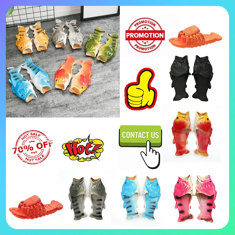 Designer Casual Platform Fish shrimp funny slippers Men Woman anti slip wear Light weight breathable Low cut super soft soles outdoors Beach Slipper