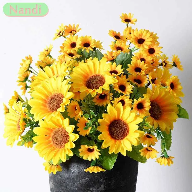 Kunstbloemen Groen Zonnebloem Boeket Kunstbloemen Madeliefje Bruiloft Decor Binnen Buiten Tuin Home Decor Kerstfeest Decoratie Geschenken YQ240125