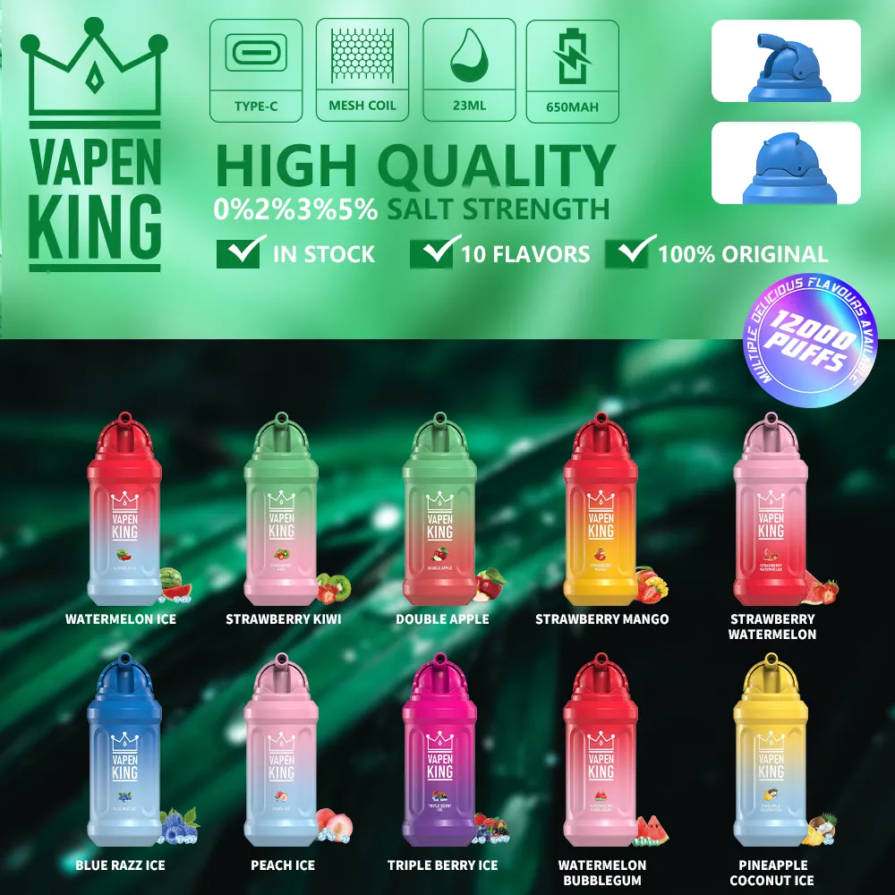 Оптовая продажа Vapen King 12000 затяжек 12 тыс. затяжек Tornado Vapes Bang King 2% сетчатая катушка для электронных сигарет Одноразовая ручка Vape RM Vape Большие затяжки Одноразовая вейп