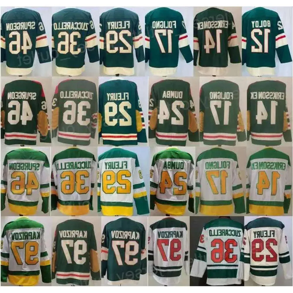 リバースレトロホッケー97 Kirill Kaprizov Jersey 36 Mats Zuccarello 24 Matt Dumba 46 Jared Spurgeon 17 Marcus Foligno 29 Marc-Andre Fleury 14 53