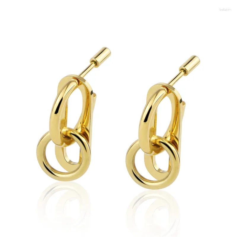 Boucles d'oreilles pendantes en acier inoxydable, bijoux à la mode, pendentif rond ovale détachable et assemblable pour femmes, cadeau de fête de mariage, vente en gros