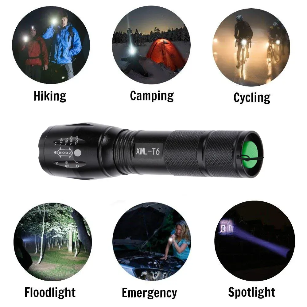 Zoom Mini T6 LED Tactical Flashlight Torch 3000 Lumens Waterproof 5 Modes Bike Cycling Light Rechargeable 18650  Bike Lamp Clip