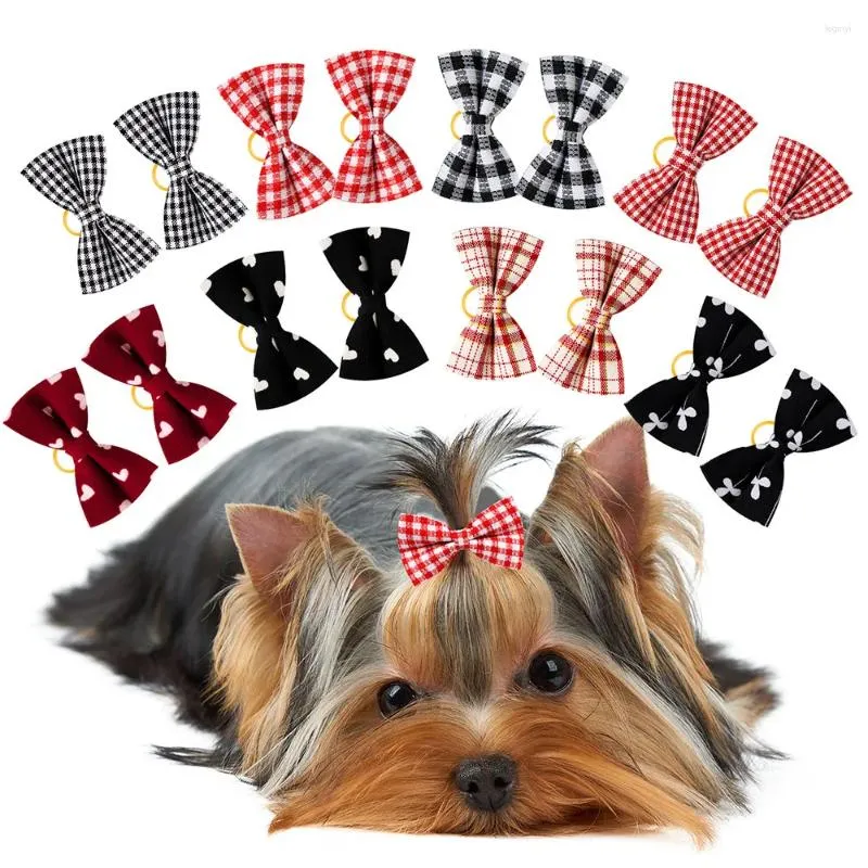 Abbigliamento per cani 20 pezzi Bowknot fatto a mano Fiocchi per peli di animali domestici Decrate Fasce elastiche Toelettatura gatti Accessori per cani di piccola taglia