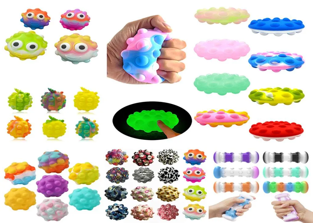 Toys 3D Push Bubble Ball Silikon Stres Anti-Stres Duyusal Sıkış Squishy Oyuncak Anksiyete Rölyefi Çocuklar İçin Yetişkinler Noel Hediyesi Toptane1878370