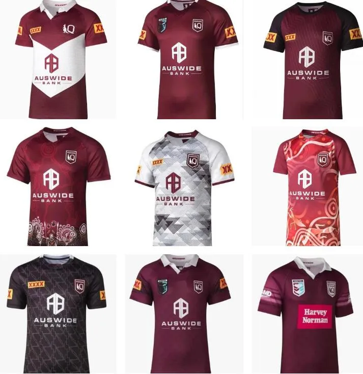 야외 Tshirts Harvey Norman QLD Maroons 2023 2024 럭비 저지 호주 Queensland Origin NSW Blues 홈 트레이닝 셔츠