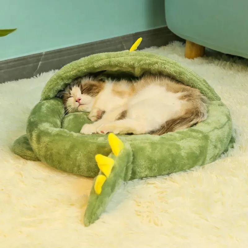Mats Pet Cat Dog łóżko Śliczna kreskówka dinozaur Shark ciepłe gniazdo Sofa Sofa Niezlizana antynowo -Pluszowa Plush House House Miękkie gniazdo