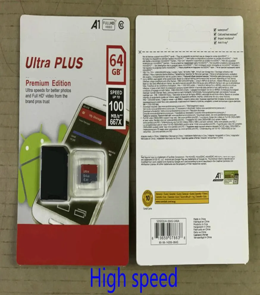 Nuevo teléfono inteligente Ultra A1 16GB32GB64GB128GB256GB capacidad real tarjeta Micro memoria SD 100MBS UHSI C10 tarjeta TF de alta calidad 2118435