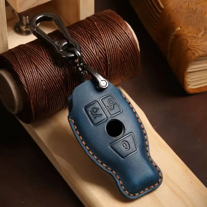 Mercedes Car Key Rack Premium Leather Car Key Fob Cover - Smart Key Case Holder Keychain for ...