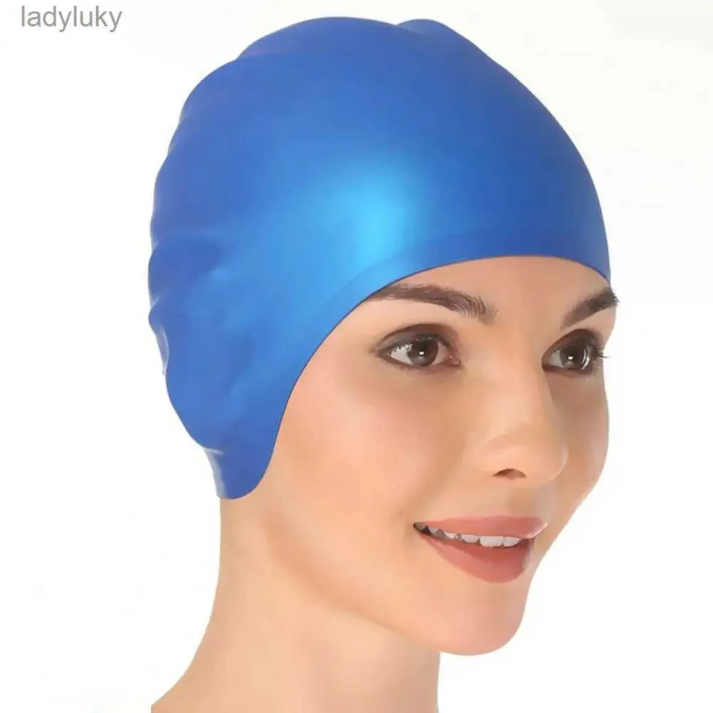 Bonnets de natation Bonnets de natation imperméables en Silicone protègent les oreilles cheveux longs sport natation piscine chapeau bonnet de bain adultes hommes femmes couleur Pure hatL240125