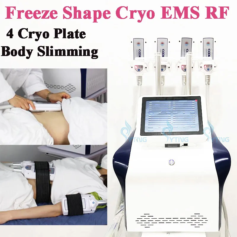 Machine de forme de gel Cryo EMS RF, 4 plaques Cryo, cryolipolyse, cryothérapie, congélation des graisses, dissolution des graisses, amincissement du corps