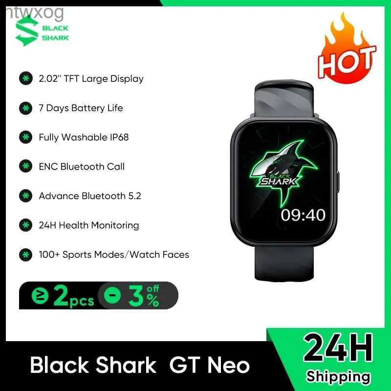 Relógios inteligentes Novo Black Shark GT Neo Smartwatch 2.02 TFT Display Monitoramento de Saúde Esporte Fitness Watch 7 dias de vida útil da bateria totalmente lavável YQ240125