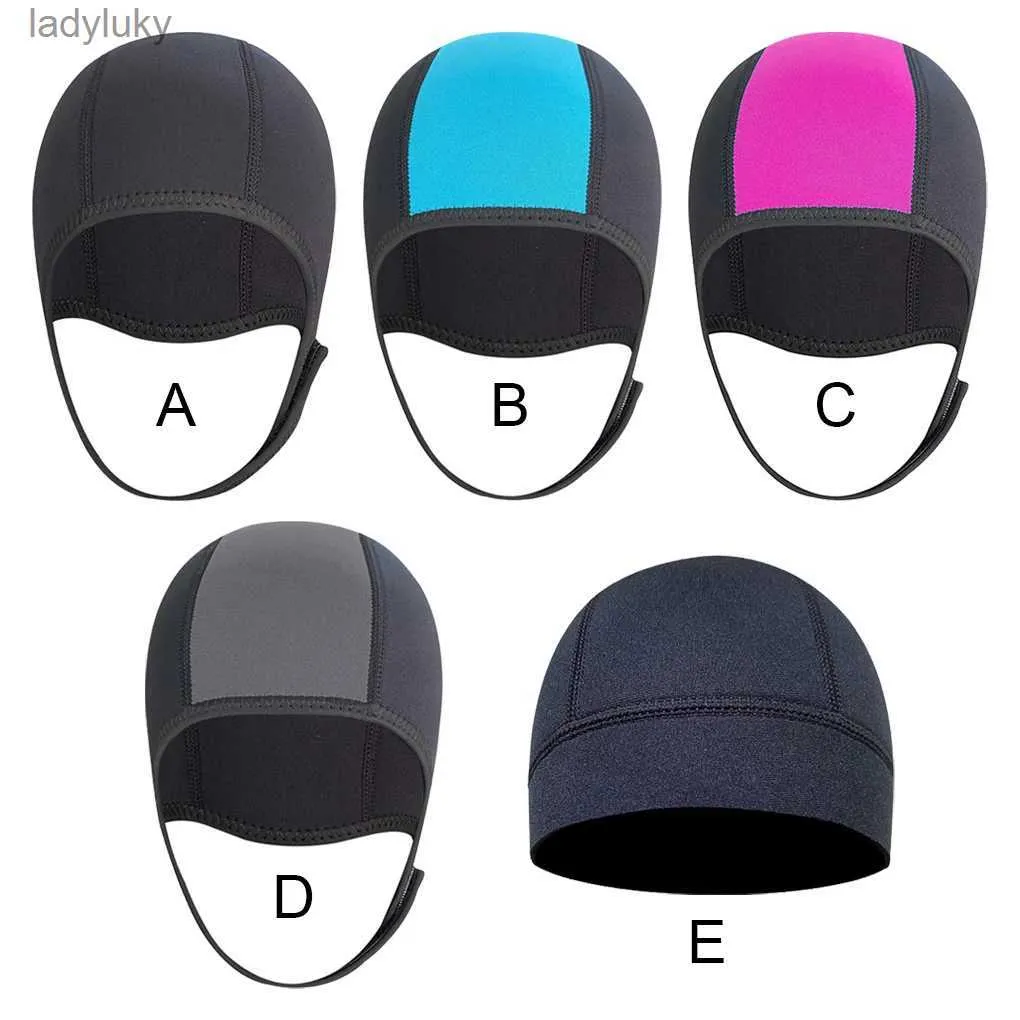 Gorros de natación Neopreno 2,5 mm Espesar Nadar Capucha térmica Gorro Impermeable Surf Buceo Submarino Sombrero Entrenamiento Traje de baño para snorkel L240125