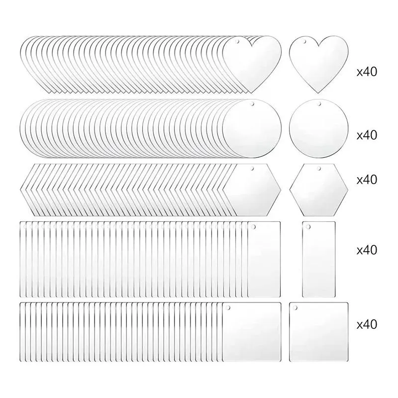 コンポーネント200pcsアクリルサークルクリアディスク装飾穴付きブランク