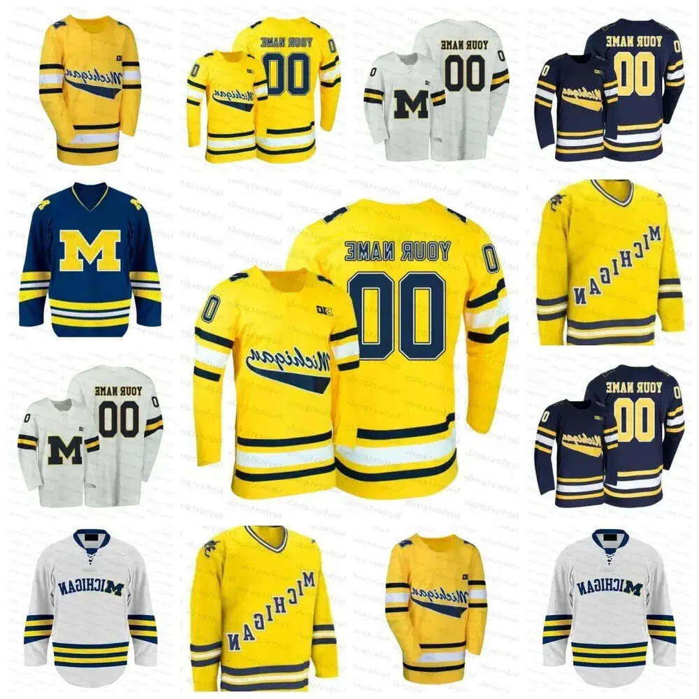 Aangepaste Michigan Wolverines hockeytrui 19 Adam Fantilli 13 T.J. Hughes Mackie Samoskevich 43 Luke Hughes 25 Dylan Rutger Mcgroarty Elke naam 92