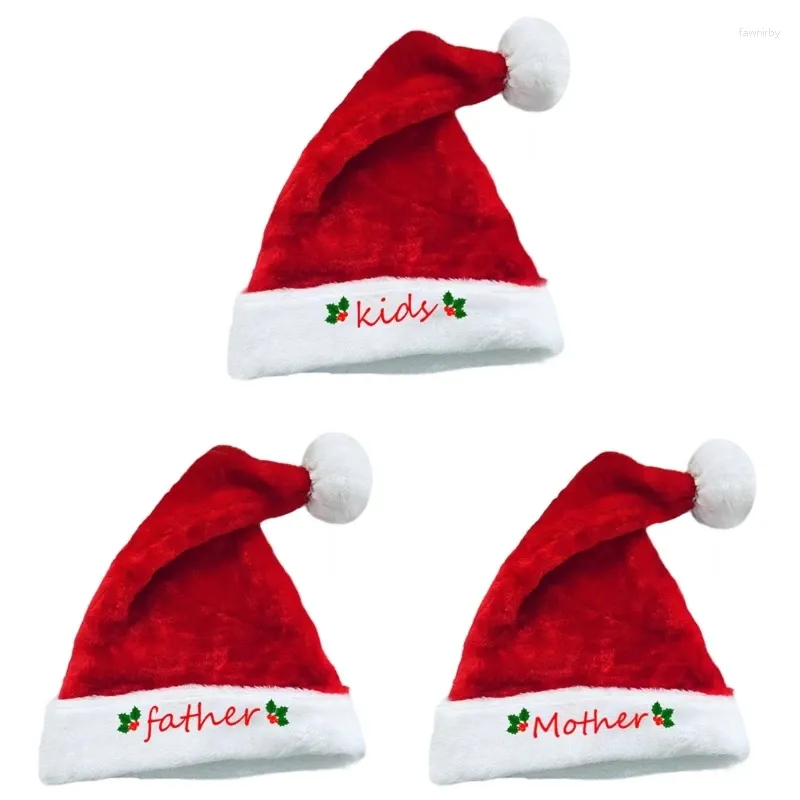 Berets Red Plush Christmas Hat For Holiday Event SantaClaus Adults Children Lovely Santa Party Props