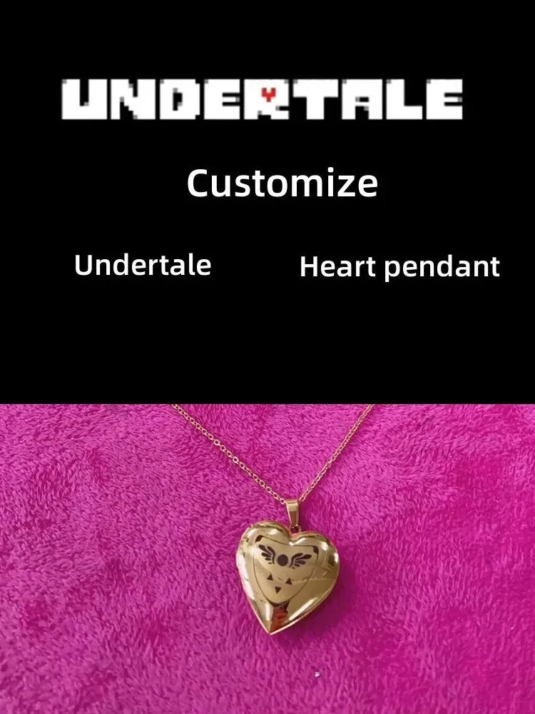 Necklaces Customizable Game UNDERTALE Romantic Heart Photo Frame Necklaces Can Be Opened Lovers Friend Pendant Jewelry Xmas Gifts