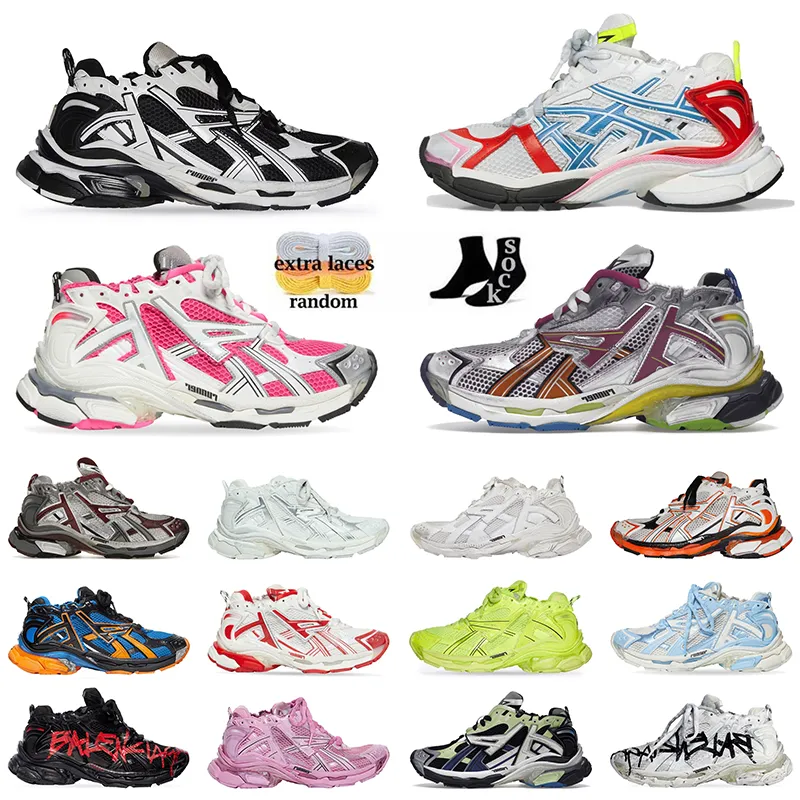 Top Belenciaga Track Runners 7.0 Créateurs de mode Chaussures décontractées Baskets Bleu Gris Multicolore Fuchsia Rose Femmes Hommes Jogging Randonnée Runner 7 Baskets Dhgate