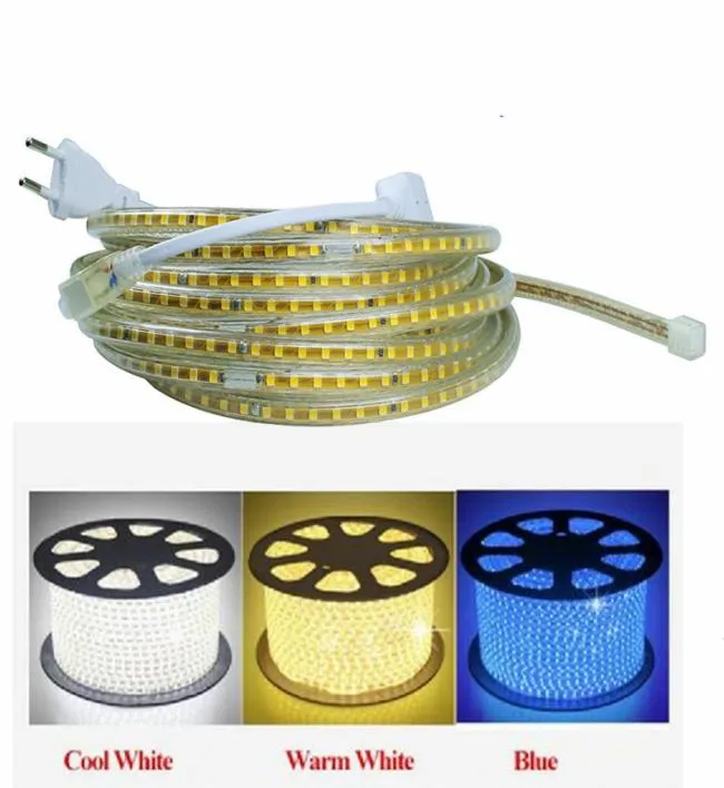 220V Waterproof Led strip light with EU Plug 2835 SMD flexible Rope Light120 LedsM high brightness outdoor indoor decoration7813214