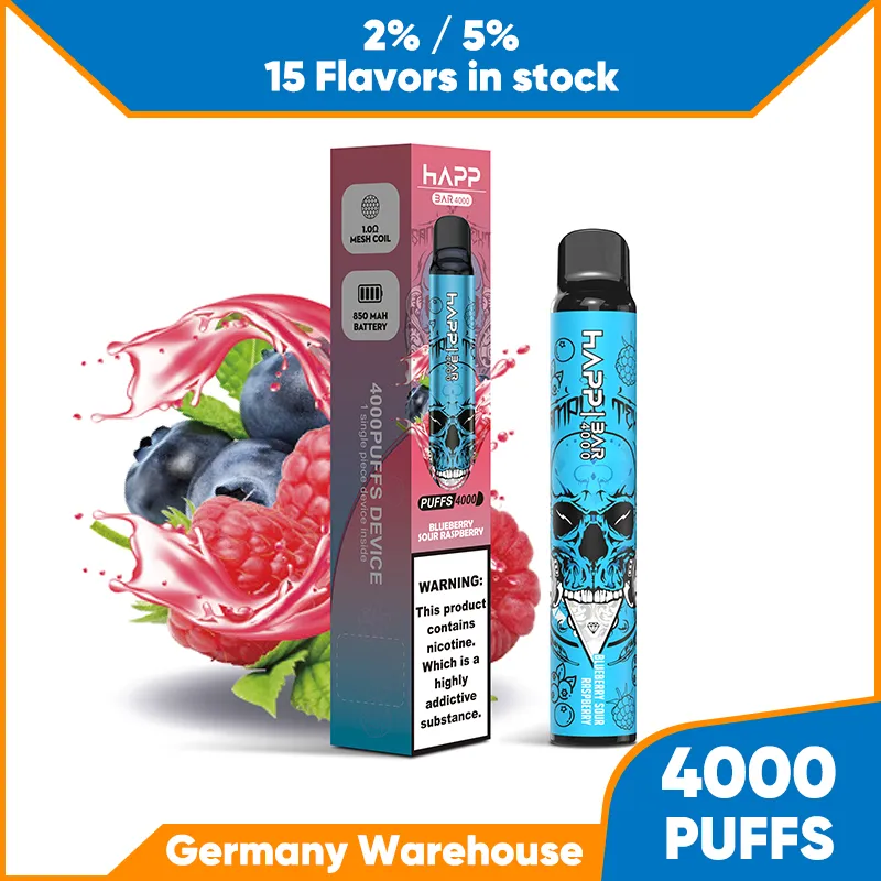 Stylo vape jetable 4000 bouffées 4k cigarette électronique 15 saveurs mélangées de fruits bon goût entrepôt en Allemagne livraison rapide vente chaude prix en vrac de vapeur