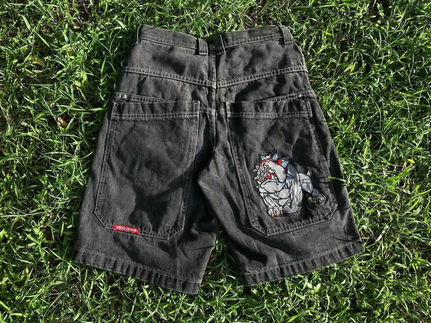 Heren Shorts JNCO Shorts Y2K Harajuku Hip Hop Cartoon Grafische Print Baggy Denim Gym Shorts Heren Dames 2023 Nieuwe Gothic Mannen Basketbal Shorts J240124