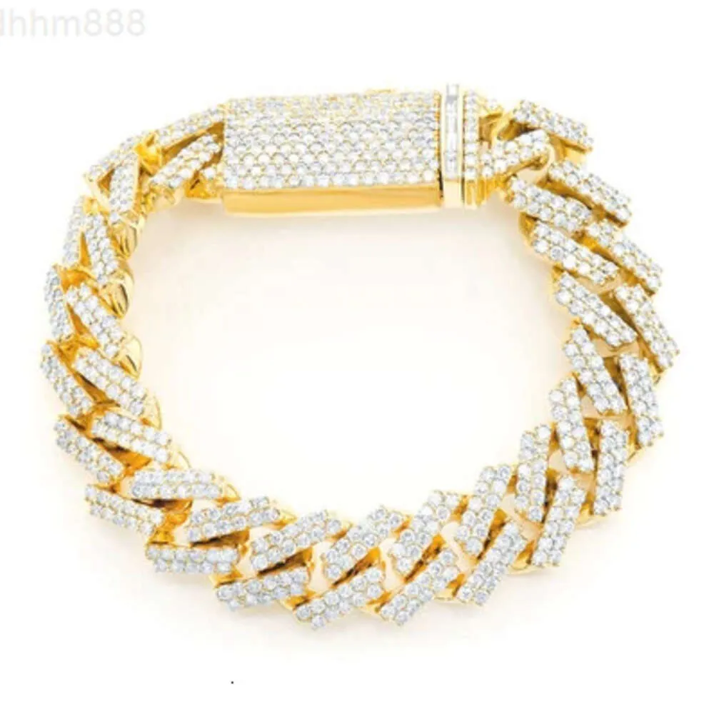 16.50CTW VVS Moissanite Cuban Link Hip Hop Diamond Armband Jewelry 10K Yellow Gold GRA Certified Diamond Jewelry grossist