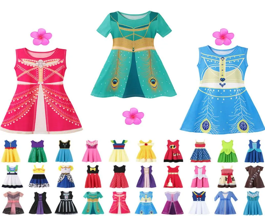 37 stijl Kleine Meisjes Prinses Zomer Cartoon Kinderen Kids prinses jurken Casual Kleding Kid Trip Frocks Party Kostuum shi7395960