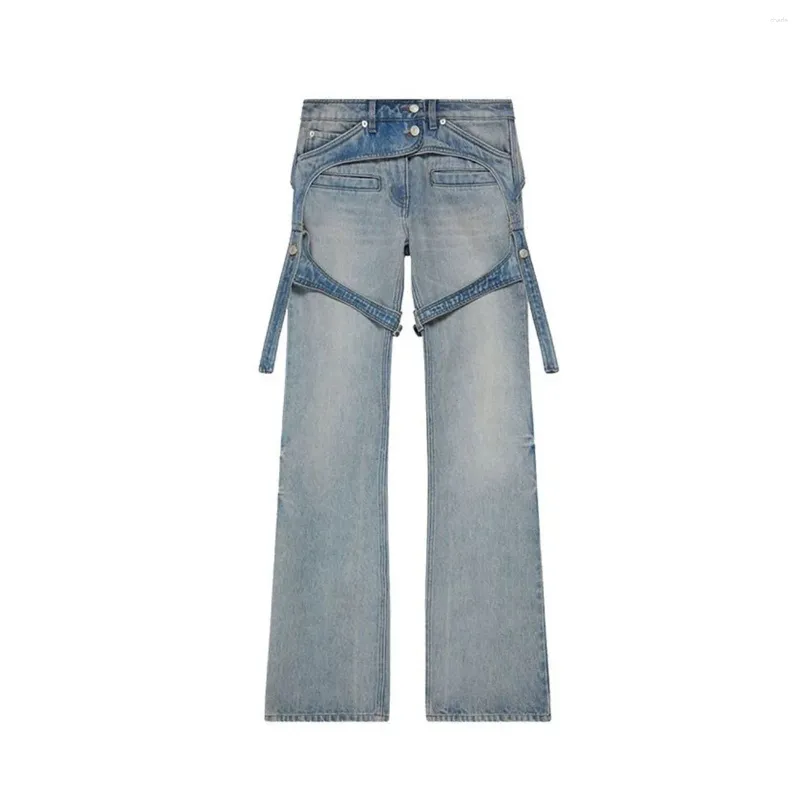 Men's Jeans LACIBLE Symmetrical Washed 2024 Multi Pockets Autumn Winter Slim Fit Long Men Women Hip Hop Trousers