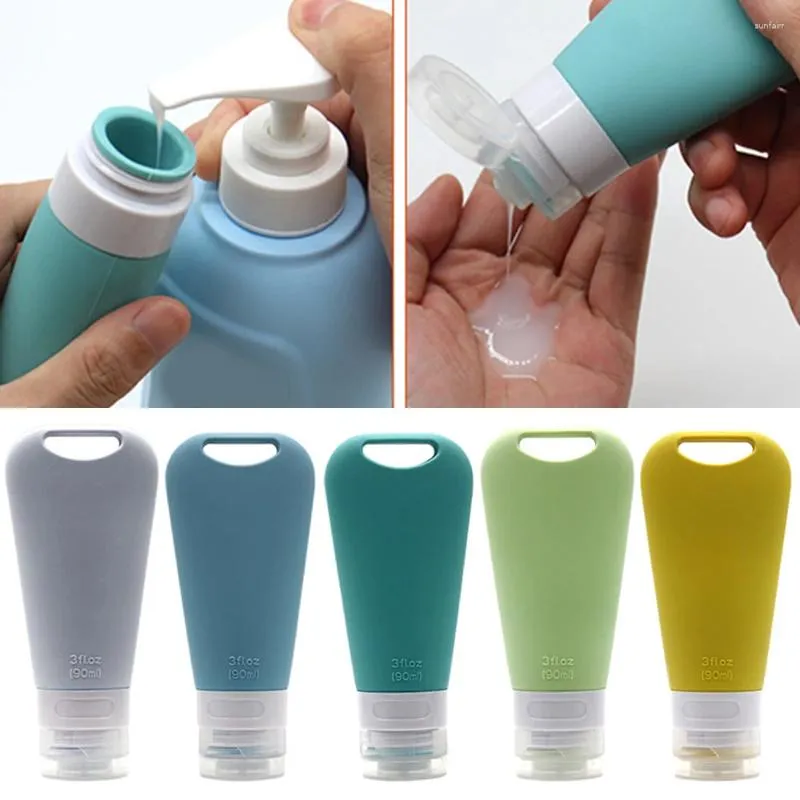 Garrafas de armazenamento recarregáveis garrafa de viagem de silicone loção essência shampoo chuveiro gel espremer recipiente portátil kit distribuição