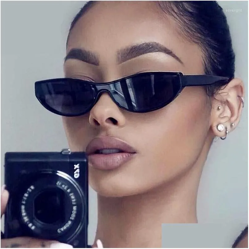 Sunglasses Vintage Siamese Cateye For Women 2023 Brand Small Frame Plastic Classic Rec Sun Glasses Female Black Ocos Drop Delivery Dh4Uo